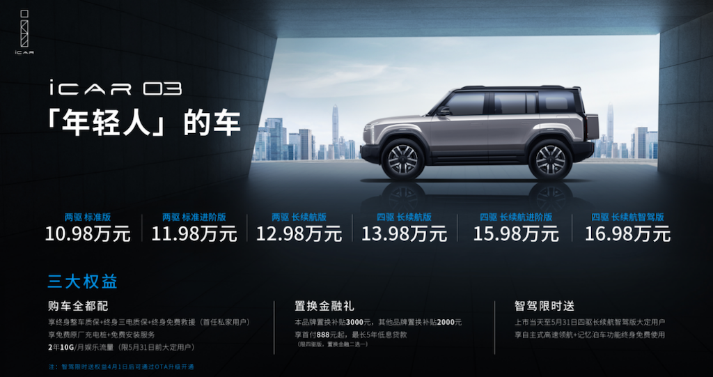 新车iCAR 03起售10.98万，还有比它更值的“方盒子”吗？